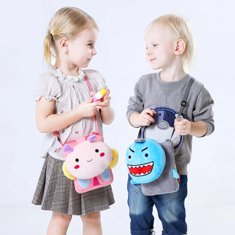 Unisex Animal Kids Stuffed Crossbody Bag Messenger Bags For Boys Girls Kawaii Cartoon Bags For Children Over 3 Years Old