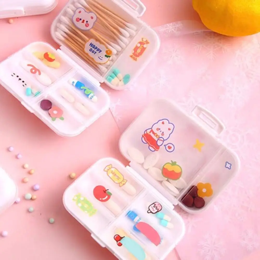 Portable Mini Medicine Box Transparent with Sticker Travel Pill Case PP Medicine Organizer Pill Dispenser Container