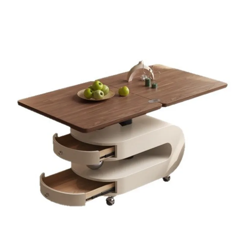 Movable coffee table creative folding lift dining table French living room home sofa side table