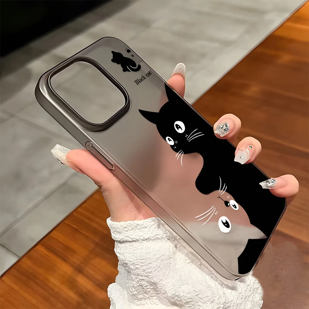 Soft TPU Matte Phone Case for iPhone 11 Funda iPhone 16 Pro Max 13 15 14 Plus 12 Mini 16promax Transparent Cat Painted Covers