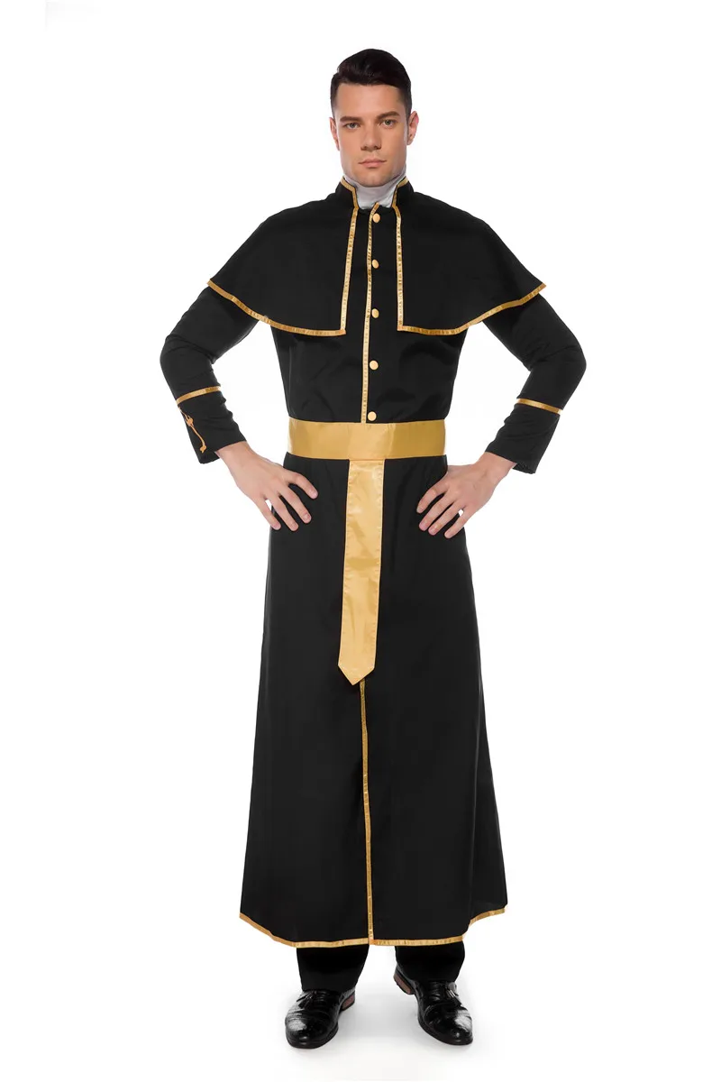 Halloween Jesus Christ Godfather Costume Masquerade Cosplay Missionary Mary Father Priests Robe With Cross