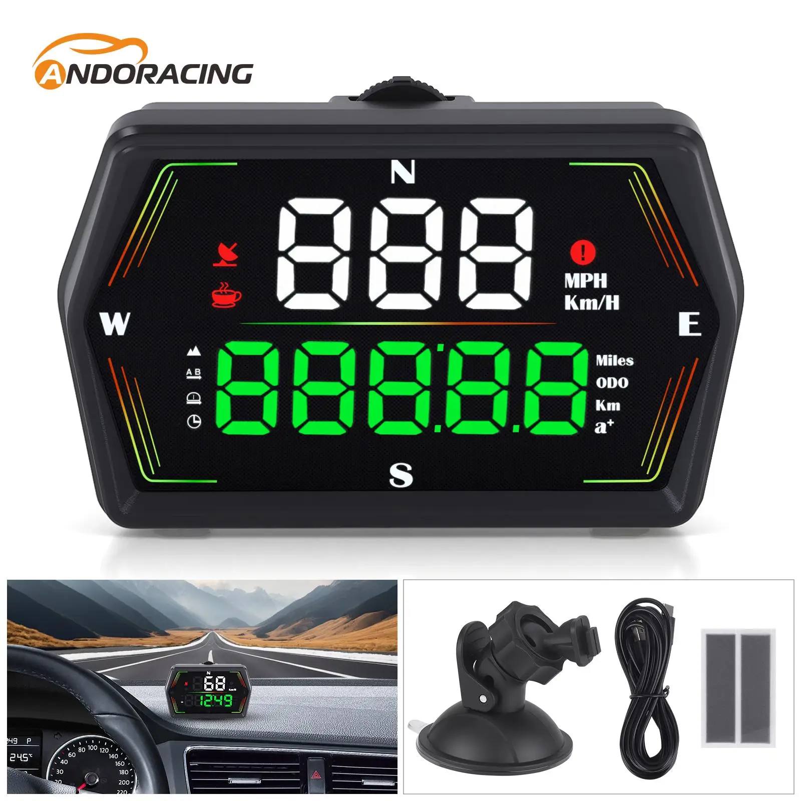 HUD G21 GPS Car Head Up Display Digital Speedometer Big Font Compass Time Overspeed Warning For All Cars Electronic Accessories
