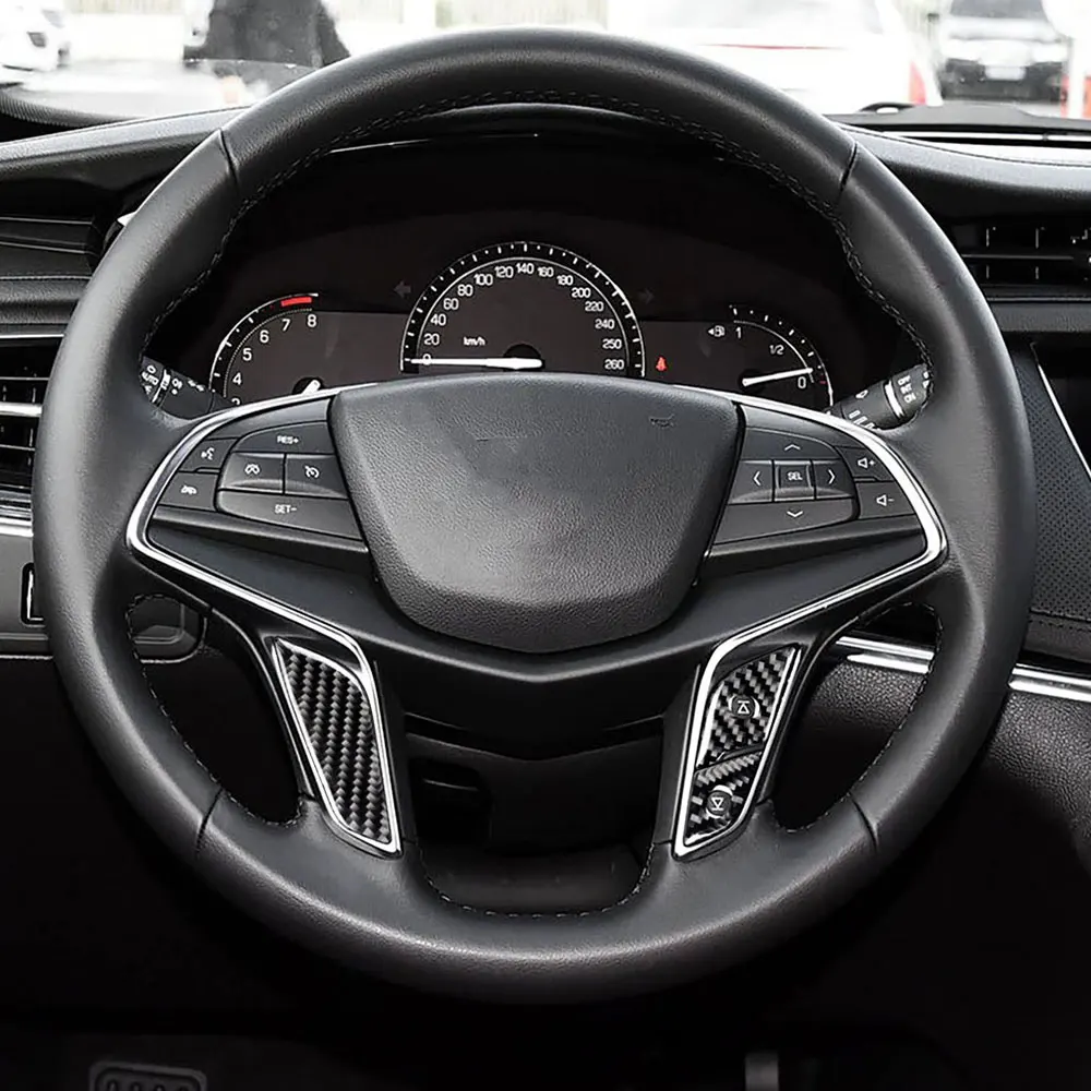 

Carbon Fiber Material Steering wheel button stickers Car Interior Decoration For Cadillac XT5 2016 2017 2018 2019