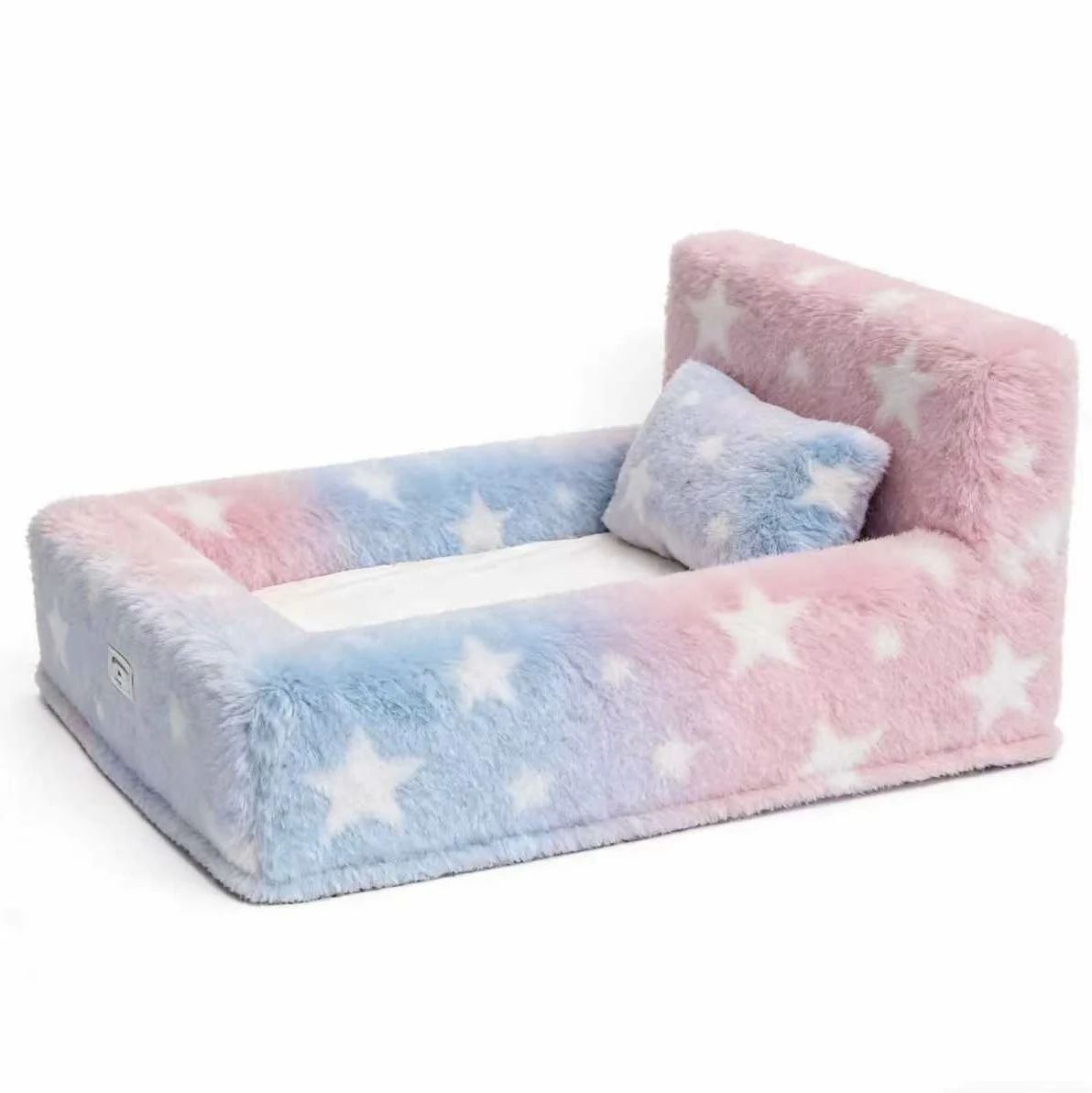 

Yangyangpet Pink Teddy Plush Rabbit Fur Printed Galaxy Starry Sky Rectangle for Pet Custom Wholesale Luxury Dog Bed