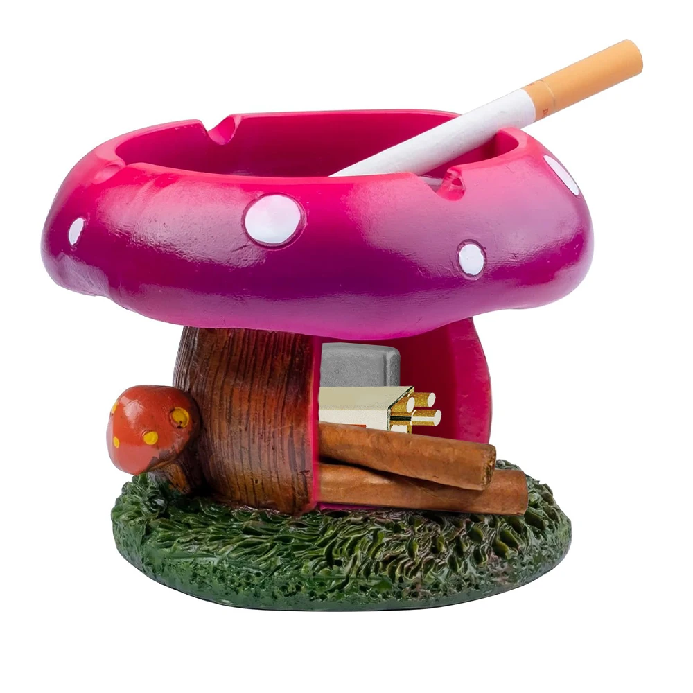 1pc Mushroom resin ashtray Mushroom Cartoon ashtray Mushroom Creative fashion ashtr 13.3cm/5.24inch Wide Storage Box and Ashtray