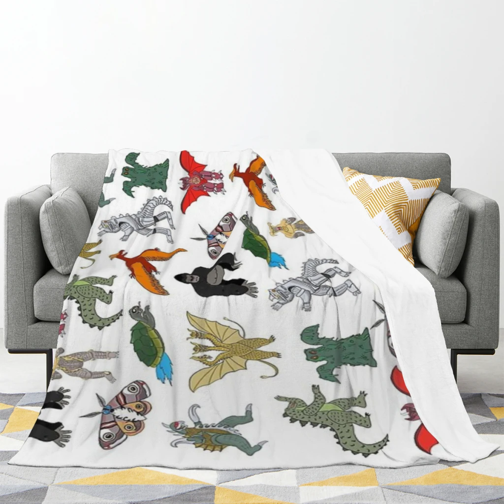 

Fluffy Baby Blanket Colorful Kaiju Sofa Camp Nap Bedspread Cozy Flannel Blanket Bedroom Decor