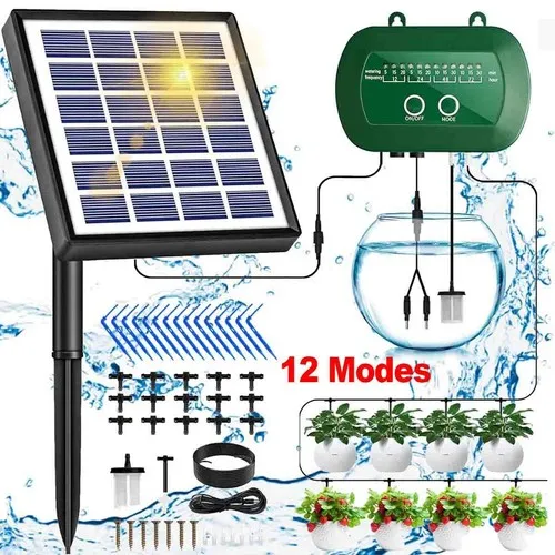 12-Modus-Split-Solar-Bewässerungssystem mit einstellbarem Solarpanel-Winkel, Aquarium-Wasserpumpenzubehör für Garten, Gewächshaus, Balkon