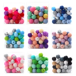 60Pcs 12mm Round Silicone Beads for Pacifier Clips Chain Spacing Loose Beads For DIY Jewelry Making Necklace Teether BPA Free