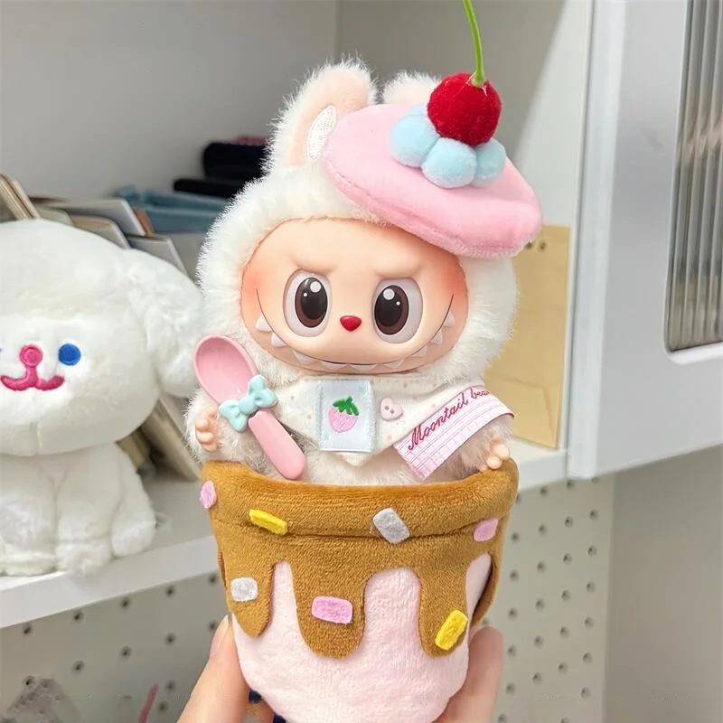 

Аксессуары для оригинального Labubu Pink Strawberry, комплект из 3/4 предметов Zimomo, периферийные устройства аниме, кукольная одежда, подходит для Mokoko V1v2 V3