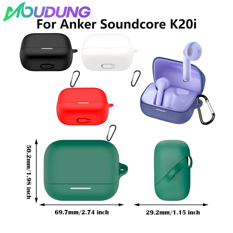 

MOUDUNG Silicone Protective Case for Anker Soundcore K20i Dustproof Shockproof Bluetooth Headphone Cover 360° All-round Protecti