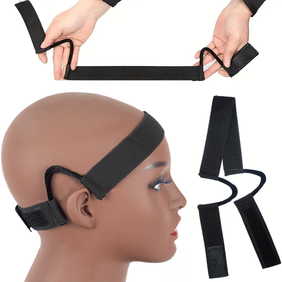 قطعة واحدة من شريط شعر مستعار دانتيل أسود قابل للتعديل، شريط ذوبان شماعات الأذن لوضع الحواف إلى أسفل، ملحق شعر مستعار دانتيل مريح