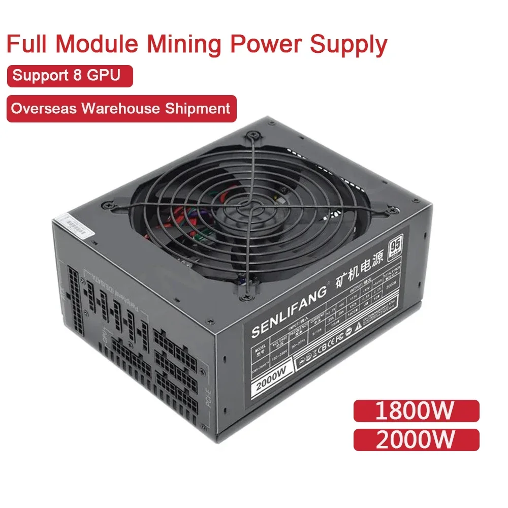 2000W 1800W  New Full Module Mining Power Supply Support 8 GPU Ethereum ETC RVN ATX PC PSU For BTC Miner Machine