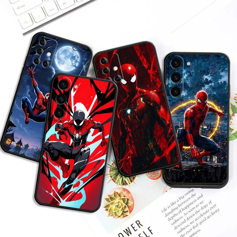 

Marvel Spider Man Comics For Samsung Galaxy S25 S24 S23 S22 S21 S20 S10 Ultra Plus FE 5G Black Soft TPU Cover