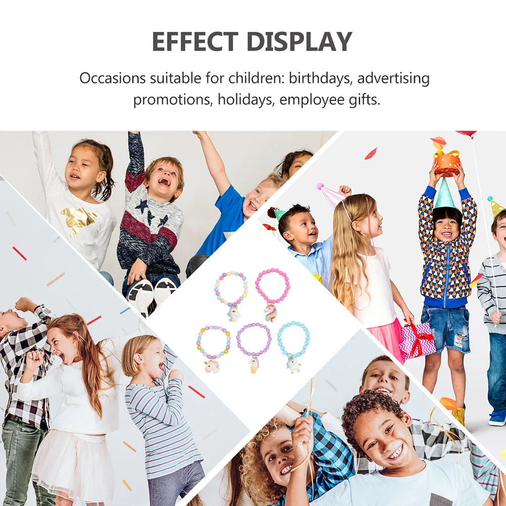 5 pièces Bracelet licorne perles acryliques colorées enfants poignet décor anniversaire voyage vacances cadeau licorne perles Bracelets