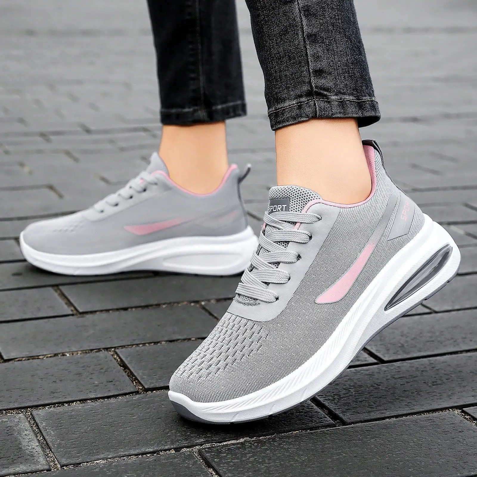 Women's Sports Shoes, Breathable Mesh Lace Up Sneakers, Lightweight Low Top Casual Tennis Shoes For Summer Outdoor Walking Soccer Cleats.sx260618091803615276410 - view 6