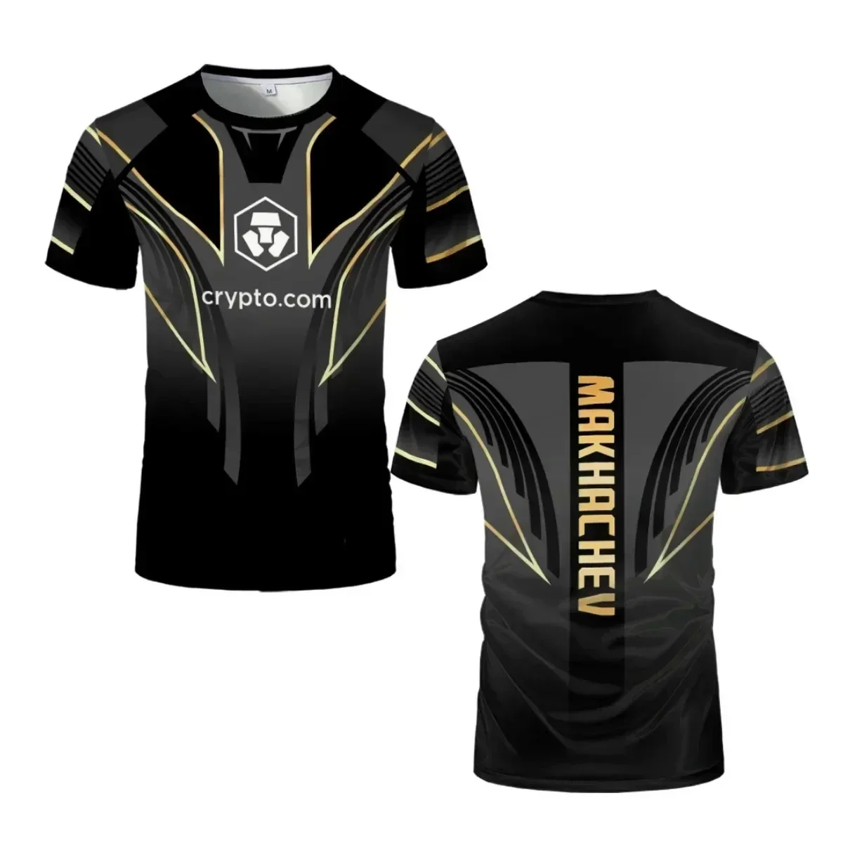 Herren-T-Shirt im Fight-Style, schwarz-gold, für MMA-Training, sportliches T-Shirt, ideal für den Sommer, schnelltrocknend, für Fitness und Boxen, 3D-Druck. – Detail 10