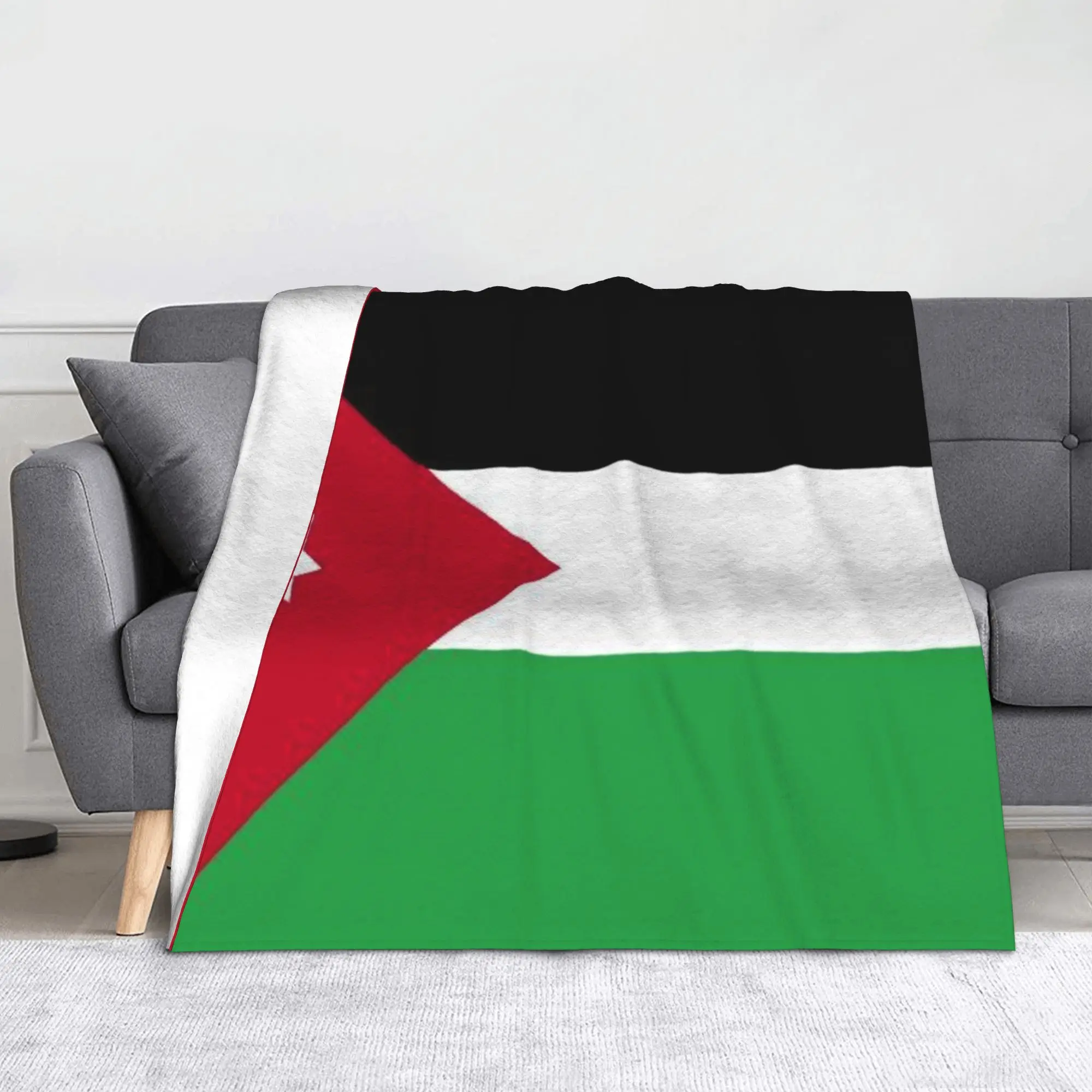 Jordan Flag Jordanian Patriotic Amman Middle Eastern Arabic Culture Blanket Warm Cozy Fluffy  Throw Blankets for Couch