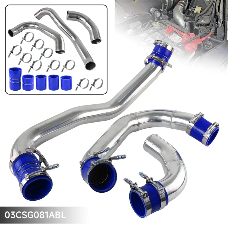 

For 08-10 Ford Hot & Cold Side Intercooler Pipe&Boot Clamps Kit 6.4L Powerstroke Diesel V8 Turbo Engine Aluminum Black/Blue/Red