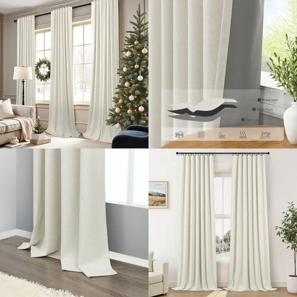 

48 штор из искусственного льна с теплоизоляцией и затемнением для небольших окон, обеспечивающие конфиденциальность и контроль света