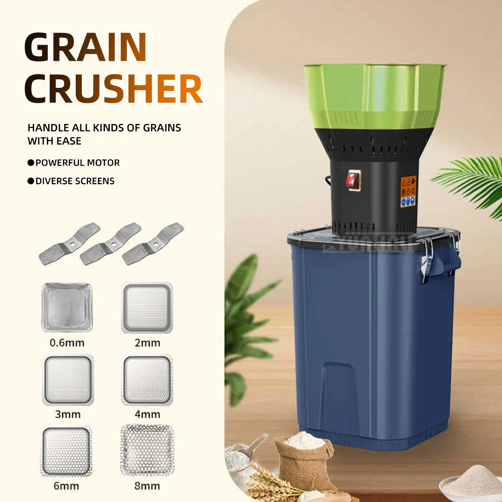Household Corn,All-Purpose High-Power Small Flour Mill,Multifunctional Grain Crusher,  Grain, and Feed Powder Mill, Ultra-Fine