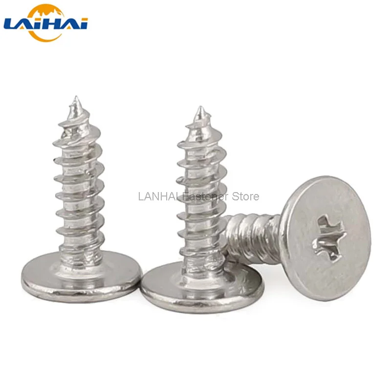 

10/50p CM M2 M2.6 M3 M3.5 M4 M5M6 A2 304 Stainless Steel Cross Phillips Super Ultra Thin Flat Wafer Head Self-tapping Wood Screw