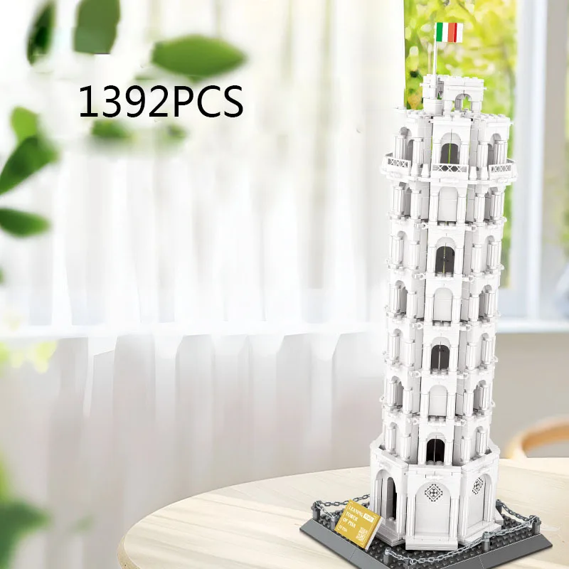 Italië Bouwmodel Sets Bakstenen Wereldberoemde Architectuur Creatieve Bouwsteen Scheve Toren van Pisa Speelgoedcollectie