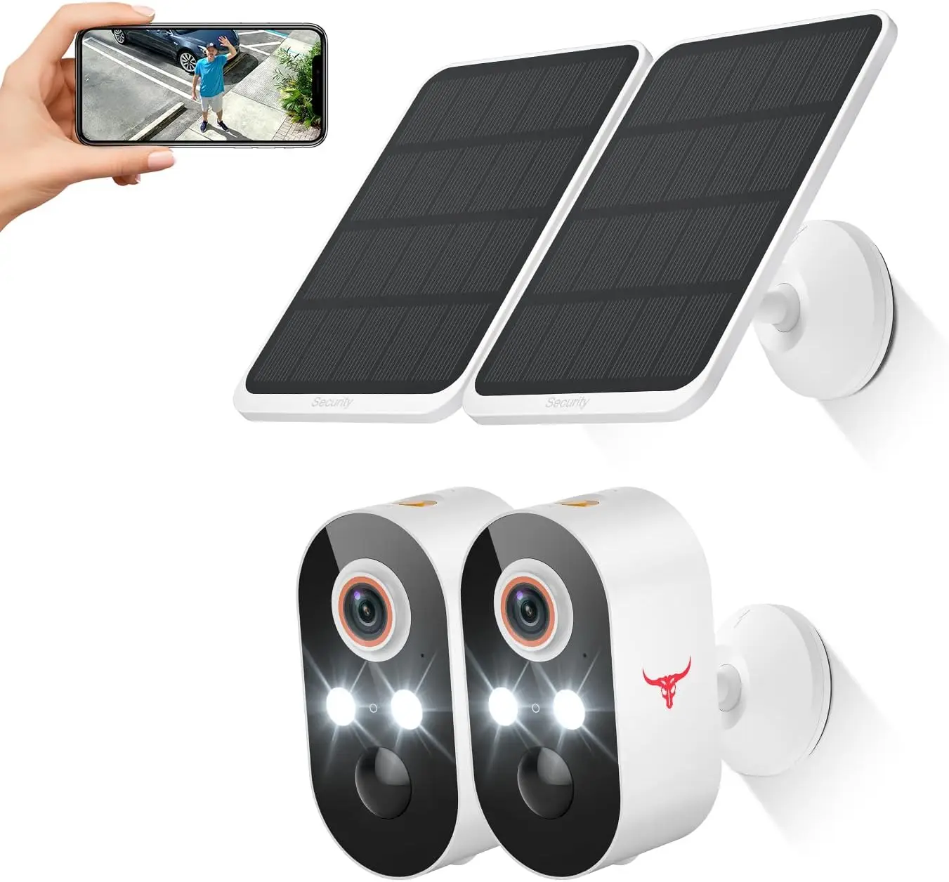 

1080p Wireless Security Camera with Solar Panel, AI Human Detection, 2-Way Audio, Night Vision, Battery Powered (2 Pack)