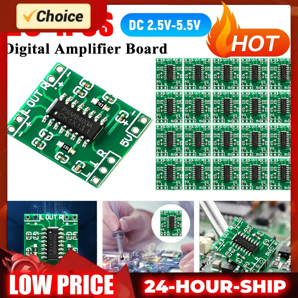 PAM8403 Mini Power Amplifier Board Module 2.5V-5.5V 2 Channels Super Mini Stereo Audio AMP Board Class D 2x3W for Volume Control