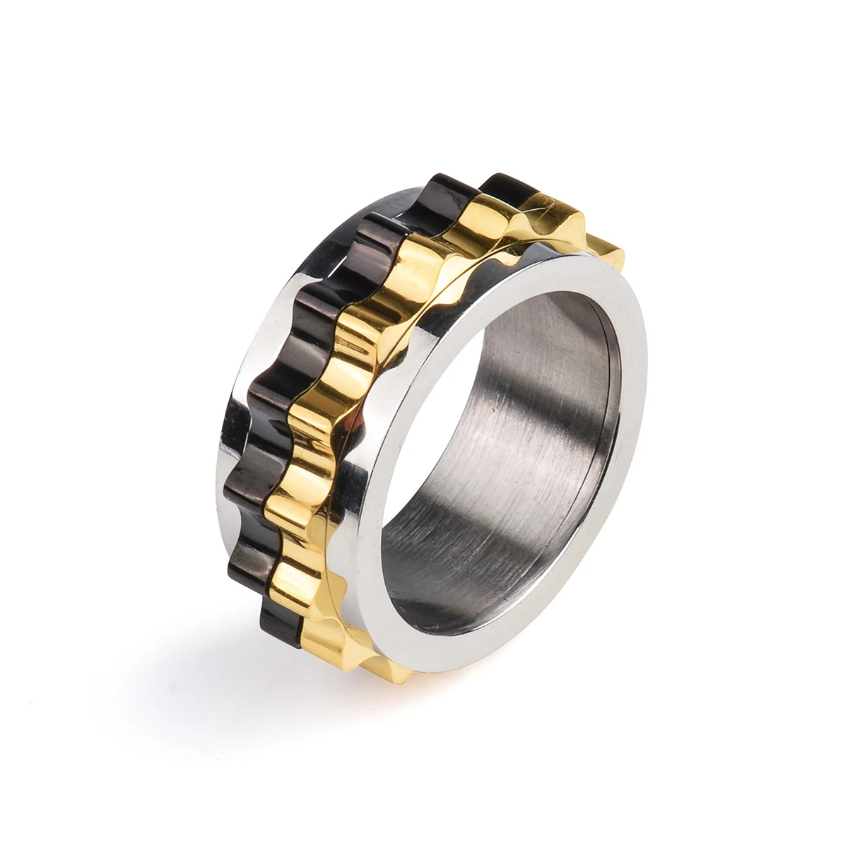 

Fashion Trend Personalized Turnable Gear Ring Electroplated Black Gold Decompression Men Stainless Steel Ring Anxiety Relief Toy