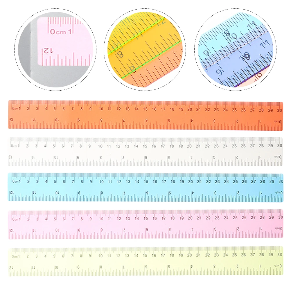 

10pcs Colored Ruler 30cm R om Color Straight Rulers for Students Portable Measuring Tool Practical Classroom Office Use