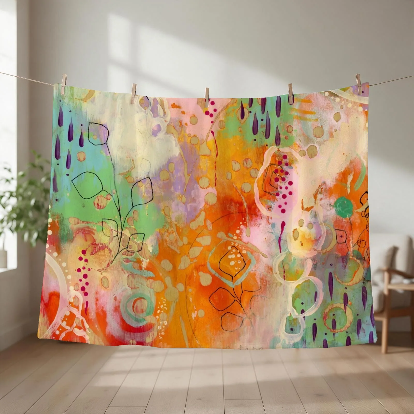 Bountiful Batik Throw Blanket couch cozy soft plush fuzzy picnic outdoor blanket