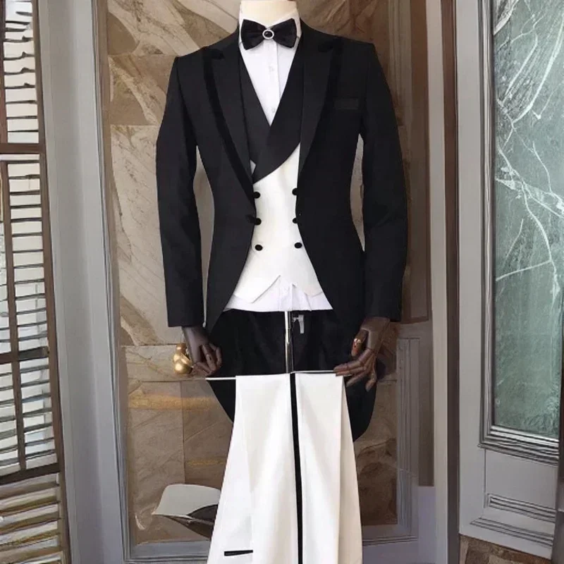 Slim Fit Men's Wedding Groom Suits Made 3 Pieces Tailcoat Tuxedo For Prom Dinner Party Bridegroom Made