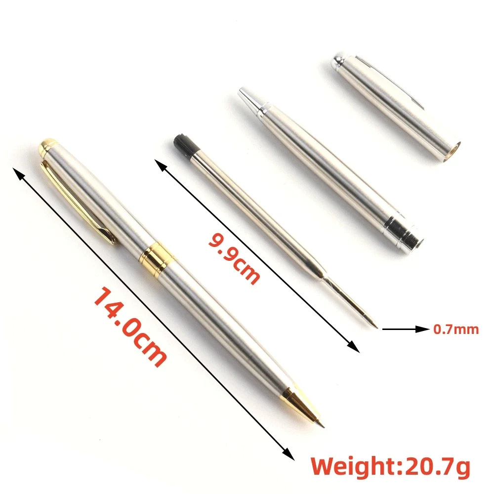 Rotation Business Gift Metal Rotating Ballpoint Pen 0.7 Point Write Smoothly For School Student Stationery Black Silver Ball Pen