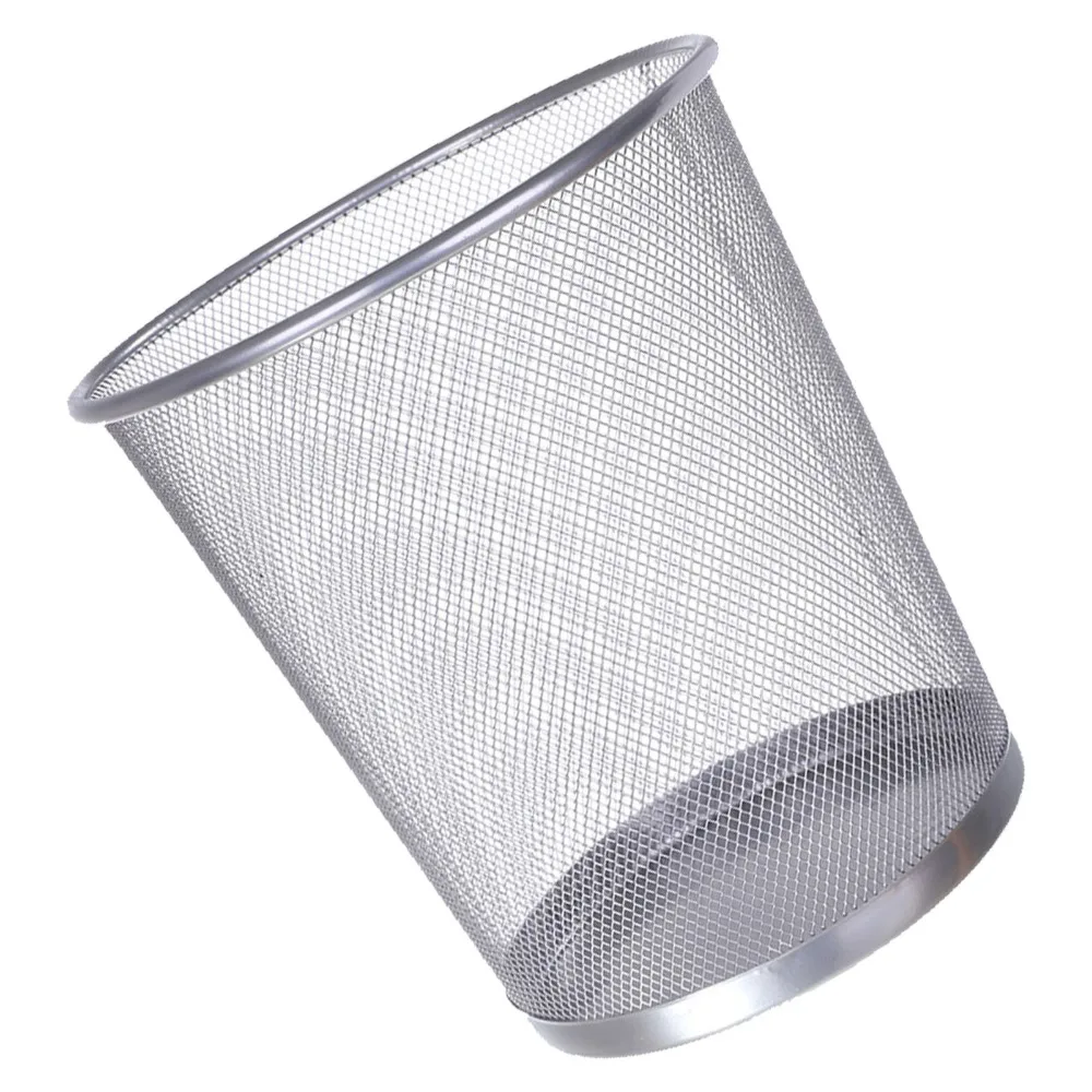 Lightweight Open Top Mesh Trash Can Well Ventilated Circular Shape Round Wastebasket Metal Waste Basket Room