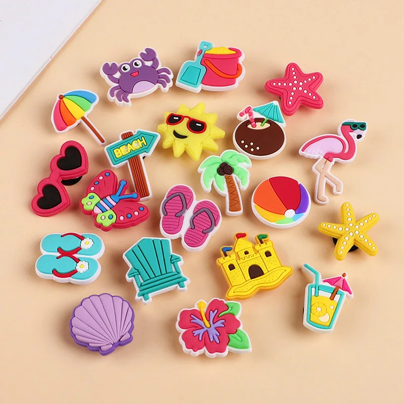 20pcs Hawaiian Beach Theme Shoe Charms Decoration Flamingo Coconut Tree PVC DIY Shoe Bracelets Accessories Summer Birthday Gifts - view 4