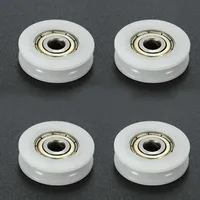 4pcs Wheel Roller U Groove Nylon Round Pulley Ball Bearing for Door Windows Shower Pulleys Drawer