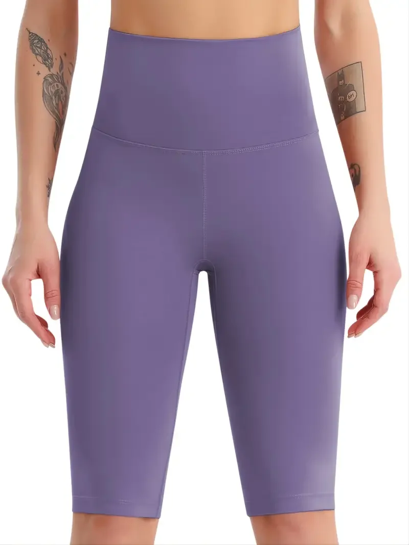 

Women's Solid Color Seamless Sports Yoga High-Waisted Biker Shorts