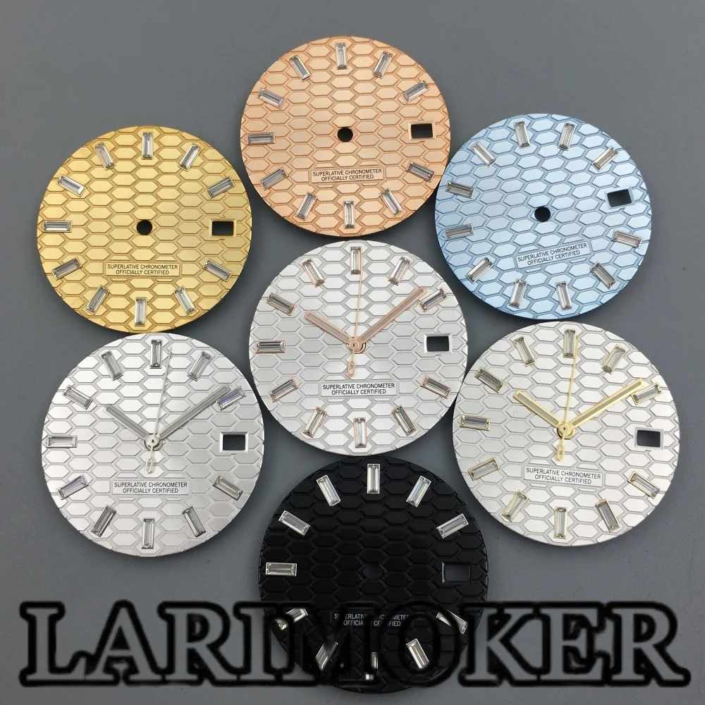 

LARIMOKER 29MM horizontal striped dial diamond bar index date dial paired with blue luminous watch hand for NH35 movement