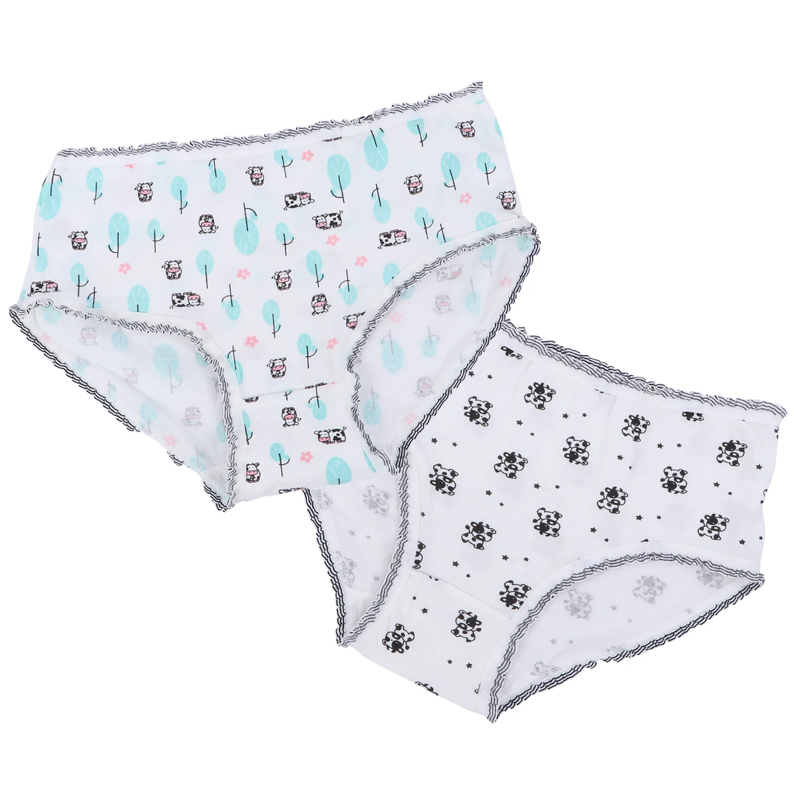 

2 Pcs Cow Panties Briefs for Woman Comfy Cotton Underwear Women Underpants Girl Adorable Undershorts Combed Full Coverage