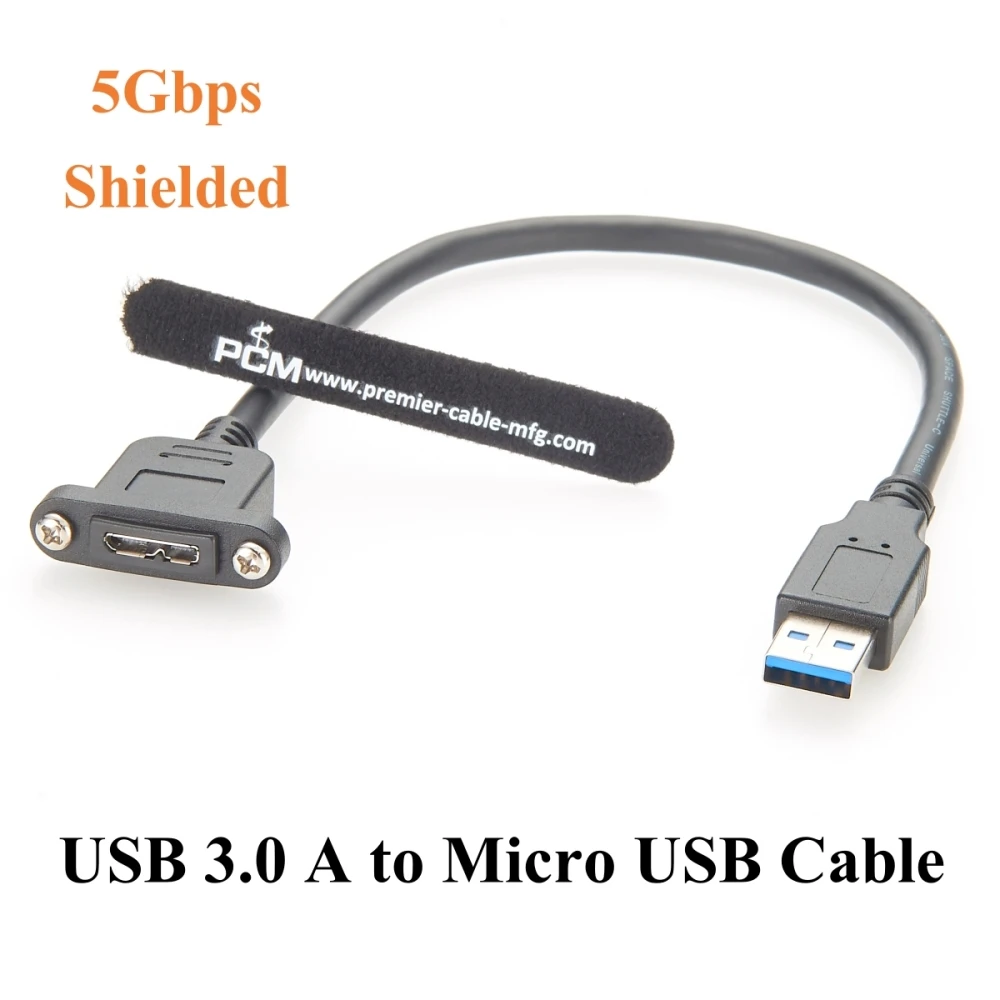 

Screw Panel Mount USB 3.0 A Male to Micro USB Female Extension Cable 5Gbps USB 3.0 Data Cable for Embedded, Raspberry Pi