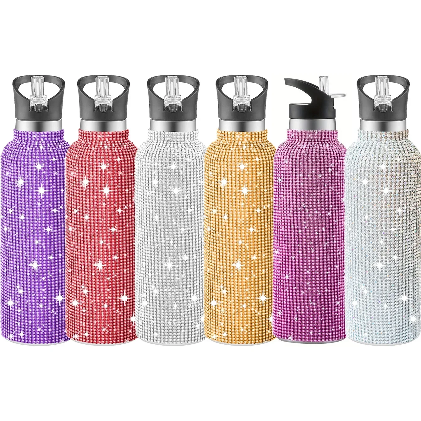 350/500/750/1000ML Bling Diamond Tumble Insulated Cup Sport Vacuum Flask Stainless Steel Large Capacity Portable Water Bottle