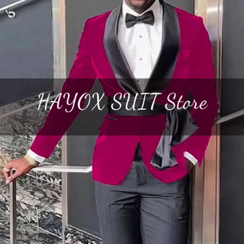 Abiti da uomo formale Slim Fit giacca con collo a scialle in velluto Fashion Business Wedding Groom Prom Party Tuxedo