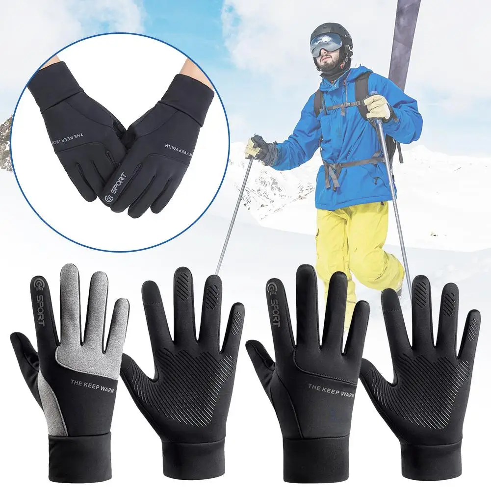 

Winter Outdoor Sports Ski Gloves Windproof Waterproof Motorcycle Non-Slip Fleece CyclingFinger Touchscreen Gloves Cold-Proo I8Y7