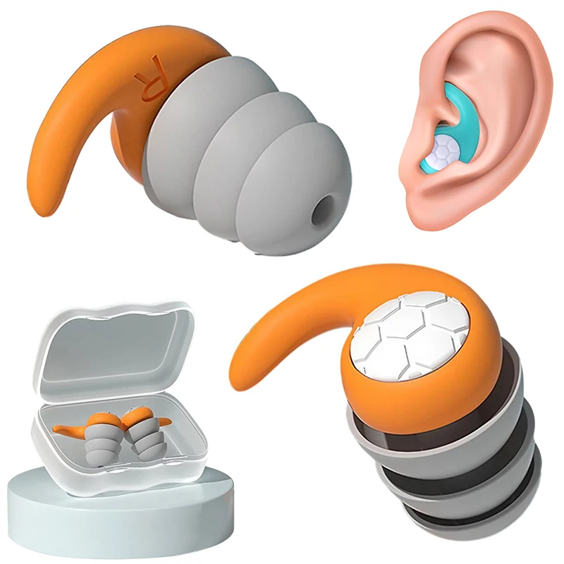 1 Pair Noise Sleep Soundproof Earplugs Noise Reduction Soundproof Silent Sleeping Ear Plugs Reusable Silicone Swimming Earplug