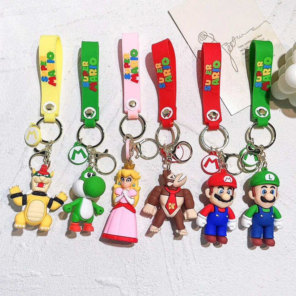 22 Styles Super Mario Keychain Mario Bros Luigi Toad Yoshi Bowser Action Figure Model PVC Cartoon Bag Doll Pendant Toys Gift