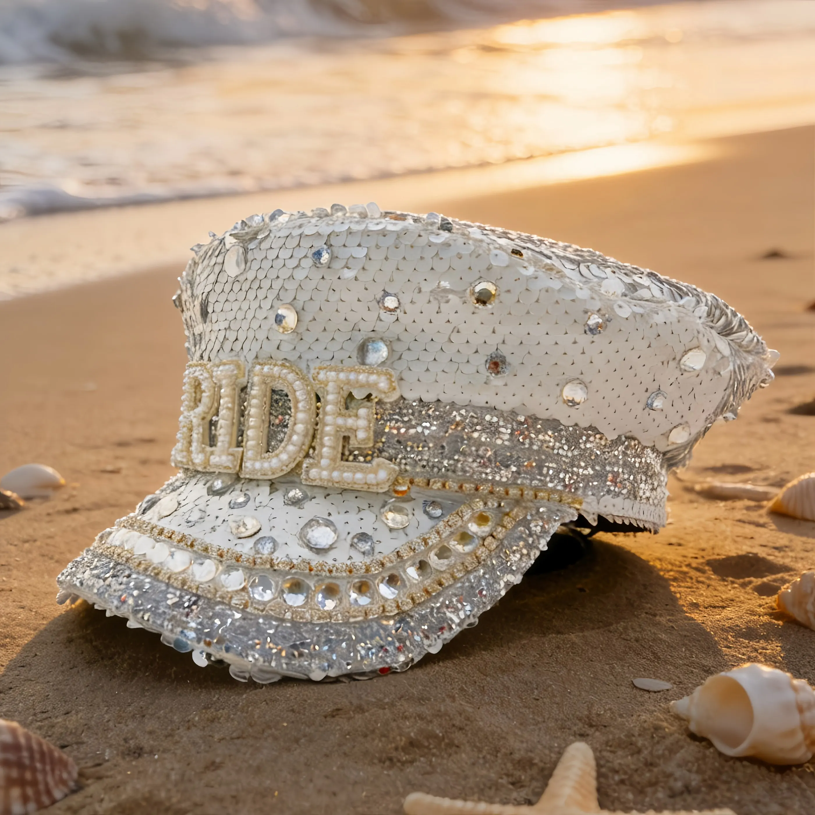

Steampunk Captain Hat Rhinestone for Music Festival, Halloween, Disco, Burning Man, Vintage Military Cap for Men & Women