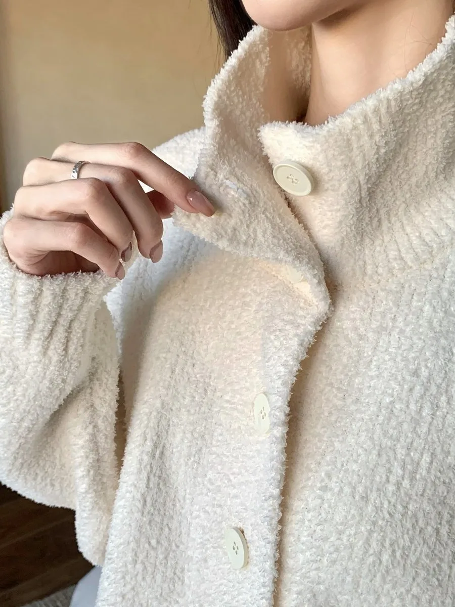 بيجامة شتوية من القطيفة بأكمام طويلة ورقبة عالية على الطراز الياباني للنساء طقم ملابس منزلية سميكة وناعمة #2