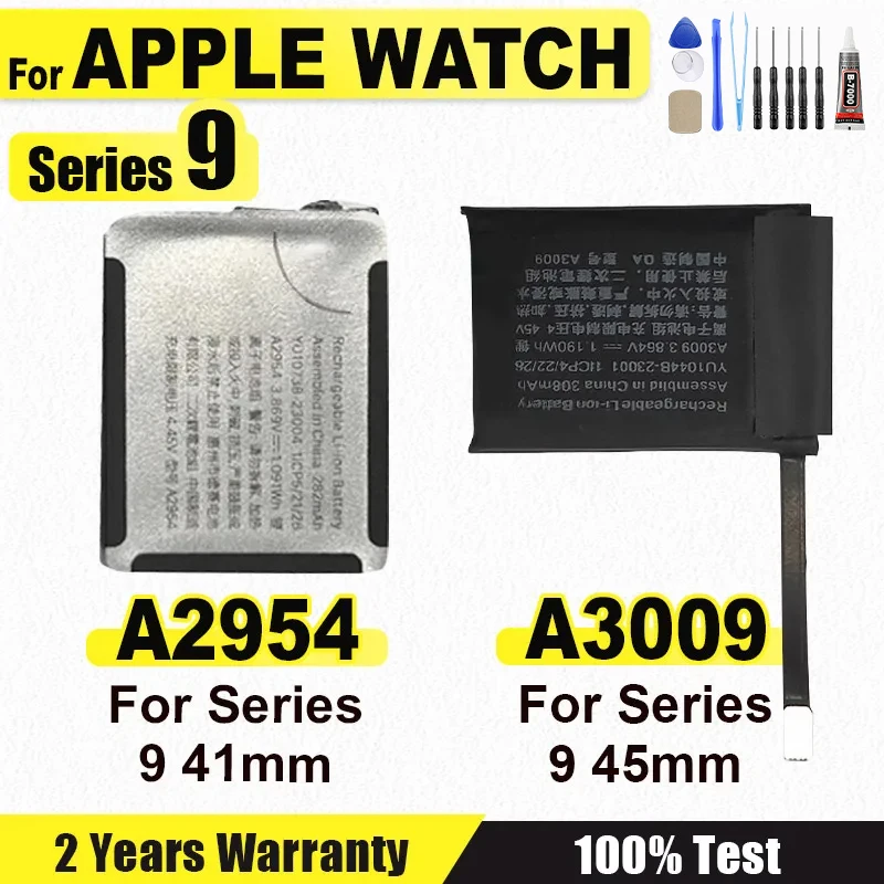 A2954 A3009 Battery For Apple Watch Series 9 Series9 iWatch9 41mm 45mm Brand-New Bateria + Adhesive tools