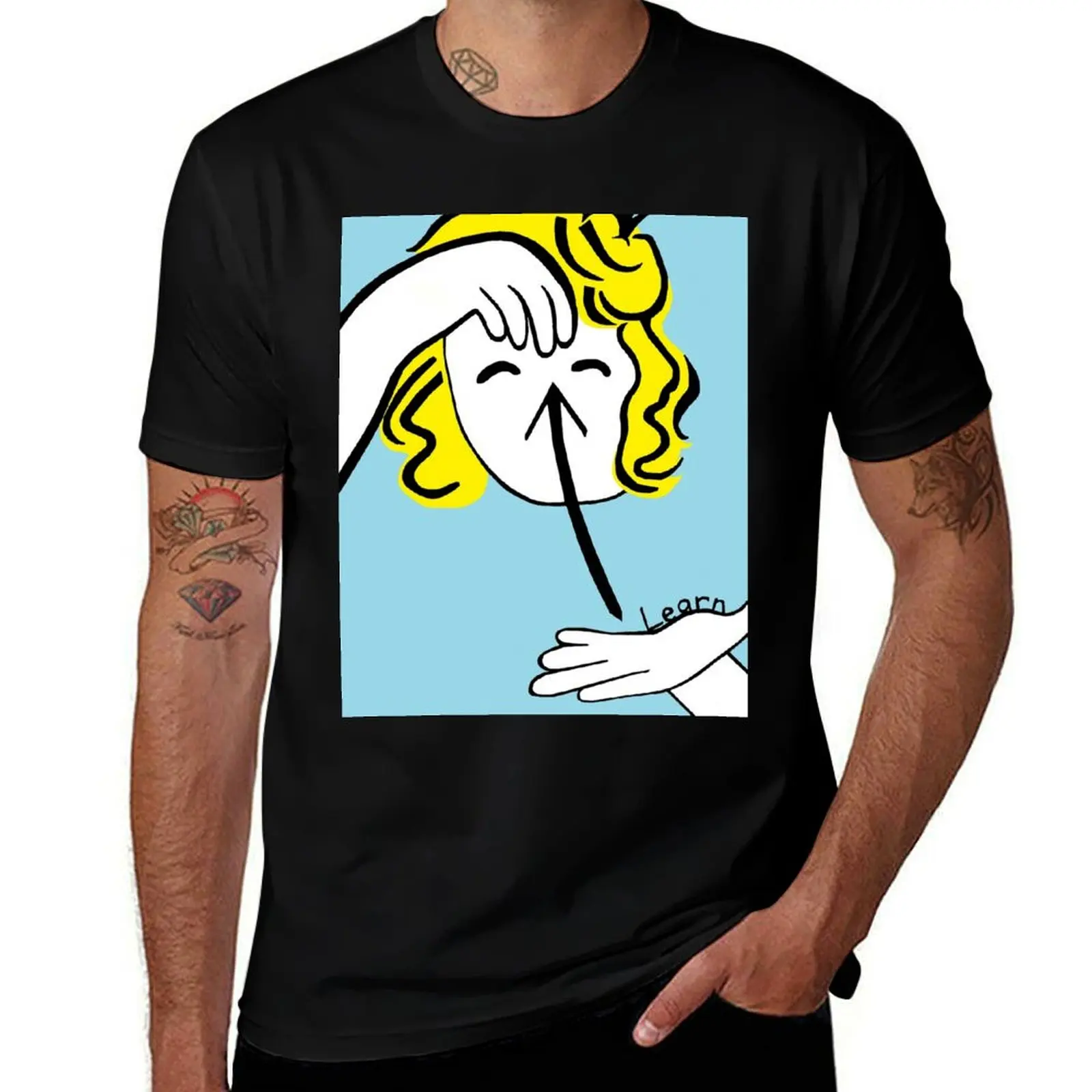 ASL Learn T-Shirt Modern Print Casual T-Shirt