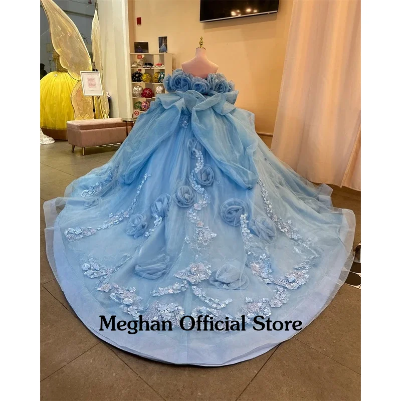 Märchenhafte Quinceanera-Kleider für Mädchen, schulterfrei, Applikationen, gerüscht, Vestidos Para Quinceanera, individuell gestaltet